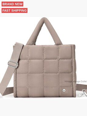 Puffer Crossbody Tote Bag Nylon Weekender Overnight Shoulder Handbag